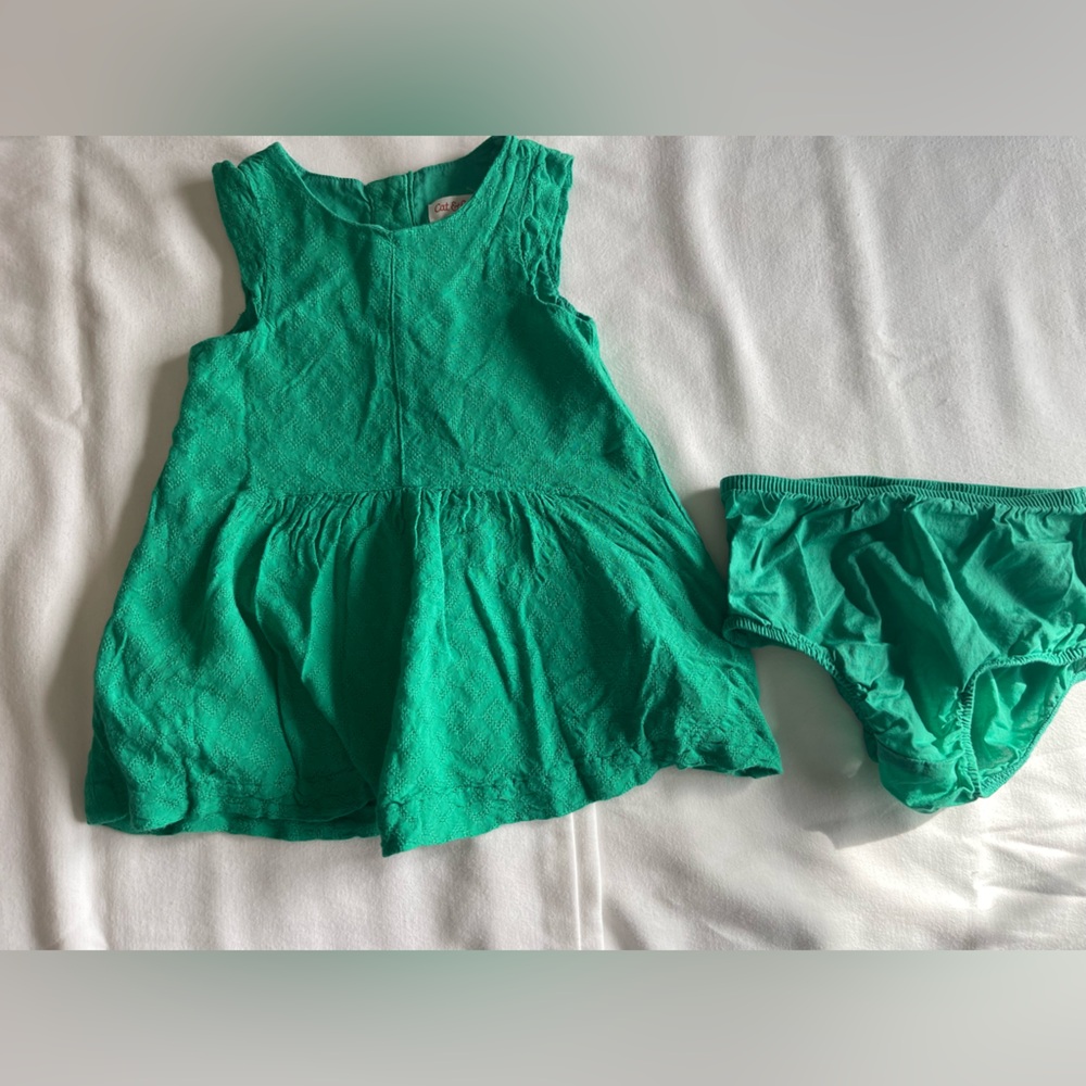 Cat & Jack Green Dress and Diaper Cover Set